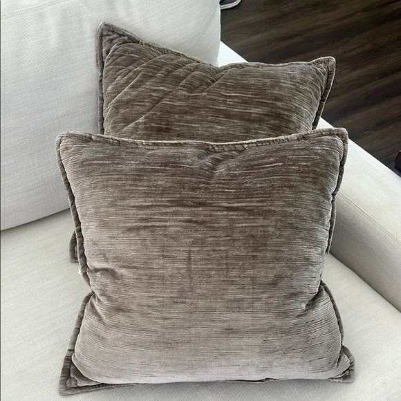 Velvet Throw Pillows in Dark Beige - Picture 4 of 6